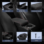 YJYWZH Car Armrest Box Fit for Ford Fiesta 3 2011-2019 MK7 Accessories Center Console Cup Holder Double Layer Storage Organizer Box with 2 USB Fast Charging Ports, Red Stitches