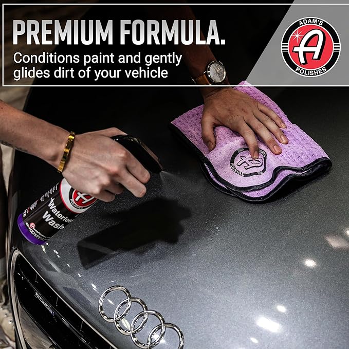 Adam's Polishes Waterless Car Wash Kit - Car Cleaning Supplies for Car Detailing | Safe Ultra Slick Lubricating Formula for Car, Boat, Motorcycle, RV | No Garden Hose, Wash Soap or Foam Cannon Needed