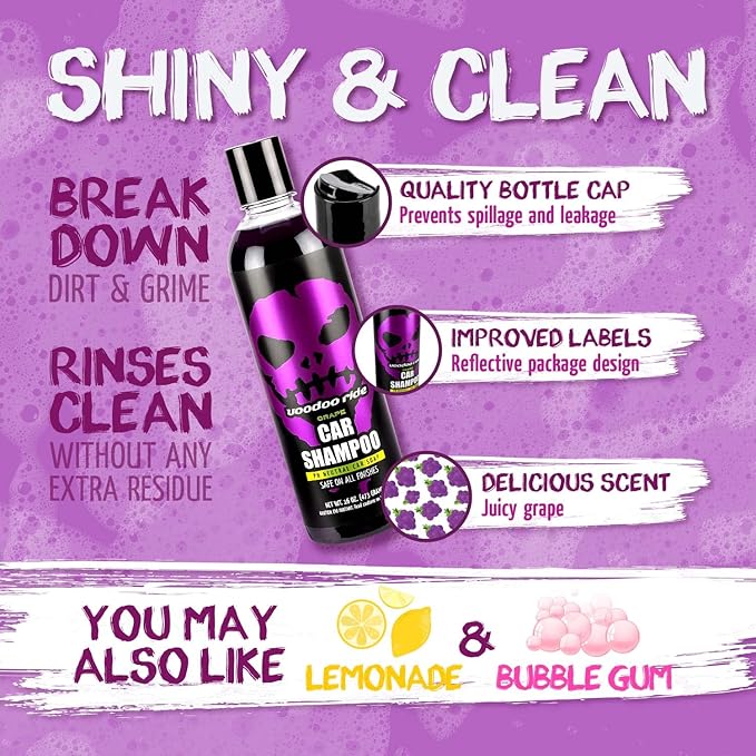 Voodoo Ride ® VR-1002 Grape Car Shampoo Purple Grape Scented Car Wash Soap 16oz