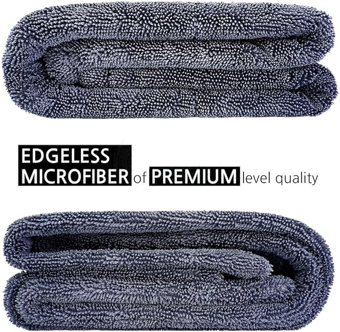 Microfiber Car Drying Towel, 1300GSM Superior Absorbency Twist Loop for Drying Cars, Trucks, and SUVs (Gray, 20"x32")