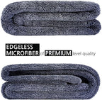 Microfiber Car Drying Towel, 1300GSM Superior Absorbency Twist Loop for Drying Cars, Trucks, and SUVs (Gray, 20"x32")