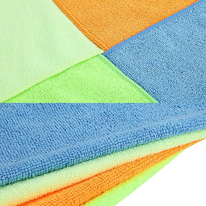 DNA Motoring TOOLS-00260 Cleaning Towels Car Washing Microfiber Cloth for Auto Detailing Home Kitchen, 12x16 Inch, Yellow, Orange, Blue, Green, Pack of 48