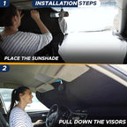 EcoNour RV Windshield Sunshade | Reflective RV Windshield Cover for UV Rays & Heat Protection, Keeps Your RV Motorhome Cool | Shades for RV Fits RVs, Trucks, Motorhomes, Buses | XXXXX-Large 102"x51"