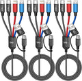 Travel 4 in 2 Charging Cable with Dual Type-C Port, USBA/C Multi Charging Cable Cords for Multiple Devices, Multiple Phone Charger Cord for iPhone17-8, Android, iPad, Car Accessories (3Packs 5FT)