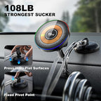 MagSafe Car Mount Charger, 2 in 1 Magnetic Phone Holders for Car, 15W Fast Charging Mag Safe Car Charger Stick on Dashboard Windshield, Car Accessories for iPhone 17/16/15/14/13/12 Series