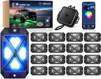 MICTUNING C4+ RGBW Rock Lights, 16 Pods 360° Ultra Bright Pure Color Underglow Neon Lights, Bluetooth APP Control & Music Mode, IP68 Waterproof, for Trucks Cars ATV UTV Golf Cart (2 Year Warranty)