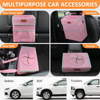 Vankor 3 Gallons Car Trash Can with Lid, Car Trash Bag Bin Hanging Waterproof Automotive Garbage Cans Leak Proof Vehicle Trash Can Pink