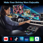 Wireless CarPlay Adapter for iPhone, 3 in 1 AI Box Surpports with OEM Wired to Wireless Apple CarPlay, Android Auto and Streaming Netflix/YouTube/TikTok, Plug and Play, Stable Connection, HDMI Output