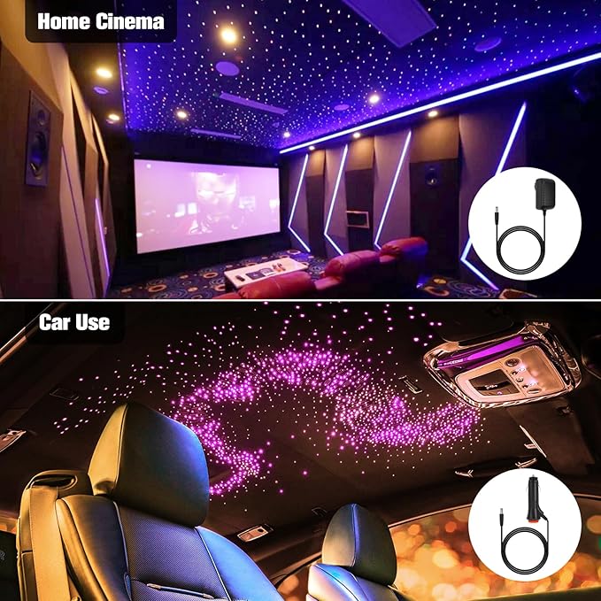 CHINLY Mini Twinkle 550pcs Starlight Headliner Kit 550 Piece Star Lights for Car,9.8ft Car Star Lights,APP RGBW Fiber Optic Light Starlights Headliner Kit for Home Theater