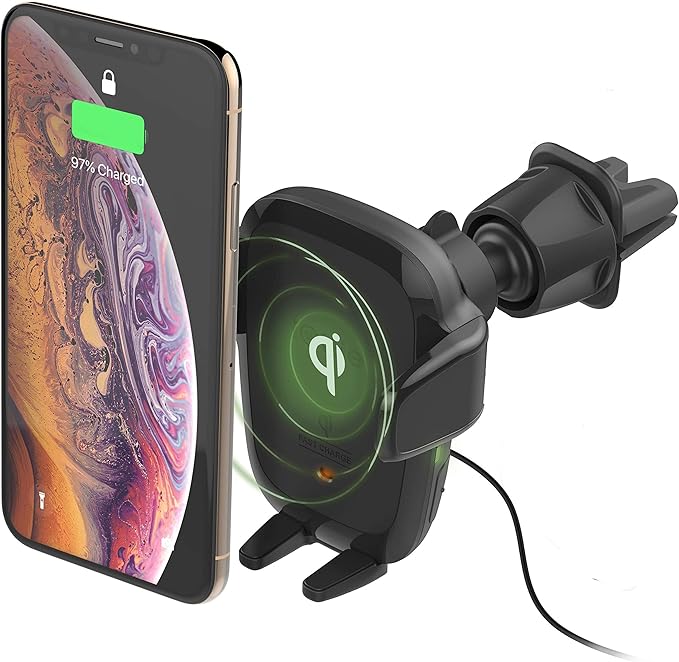 iOttie Auto Sense Qi Wireless Car Charger – Automatic Clamping Wireless Charging CD Slot & Air Vent Phone Mount Combo for iPhone, Samsung Galaxy, Google Pixel, Huawei, LG, and Other Smartphones