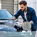 Kigai Antique Arabesque Car Wash Mitt 2PCS Ultra Absorbent Chenille Microfiber Car Washing Glove Scratch Free Lint Free Wash Sponge Auto Cleaning Glove, 11.8x8.1 inch