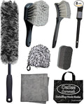 oesee 8PCS Pro Wheel Cleaning Kit - Woolies Brushes, Detailing Brush, Tire Brush, Wash Mitt, Drying Towel & Carry on Bag - Scratch-Free Rim Cleaning Kit