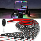 Drive-up 6 Pcs Golf Cart Underglow LED Light Strip Set with Canopy Lights, 12-85V Underbody Glow Neon Lighting Fit Yamaha, EZGO, Club Car Golf Carts with 28 Modes, Wireless Remote Control, Music Sync