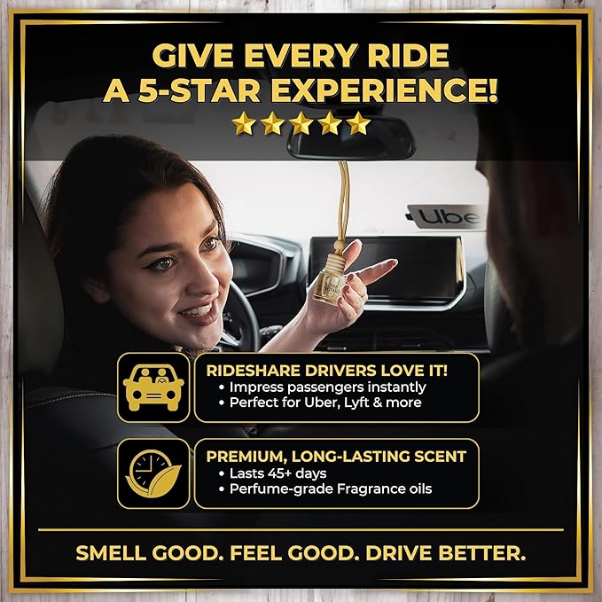Urban Naturals Car Air Freshener Smoky Bourbon Scent Diffuser, Long Lasting Car Fresheners Made in USA, Odor Eliminating Technology, Hanging Auto Accessories + Vent Clip (3 Pack)