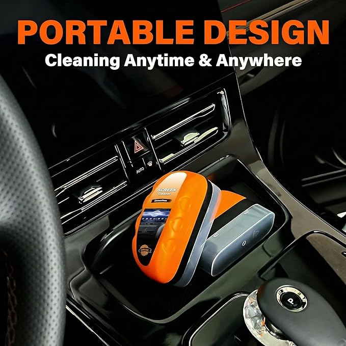 Car Screen Cleaner with Built-in Sponge | Effortlessly Removes Fingerprints, Dust and Make-up Stains | Anti Static Formula Safely Works on TV, Laptop, Computer Monitor, Phone, Dashboard & Console