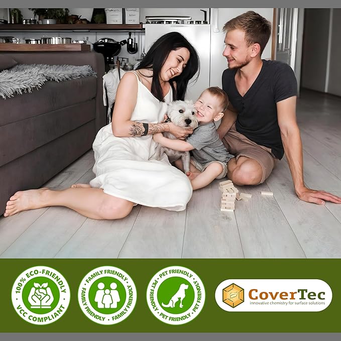 CoverTec GlazeGuard High Gloss Tile & Grout Sealer Kit, Wet Look Shower, Floor & Wall Sealer for Ceramic & Porcelain Tile, Natural Stone, 2-Part A+B, Makes 1 Gallon