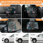 Vankor 3 Gallons Car Trash Can with Lid, Car Trash Bag Bin Hanging Waterproof Automotive Garbage Cans Leak Proof Vehicle Trash Can Navy Floral