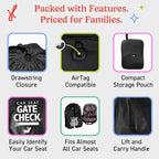 J.L. Childress Gate Check Travel Bag for Car Seats - Car Seat Travel Bag for Airplane, Fits All Baby & Infant Carriers, Airport Accessories for Gate Check, Flying Essentials, AirTag Compatible - Black