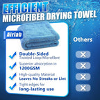 Airlab Car Drying Towel Microfiber Towels for Cars 1200 GSM Wash Auto Detailing Supplies Twist Pile Cleaning Cloth Absorbent Quick Dry Soft Loop Dry Flash Towel, 24 x 16 Inch,Pack of 1, Blue