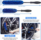 NIKCOSMK 10Pcs Wheel Brush Kit for Cleaning Wheel and Tire, Wheel and Rim Brush, Car Detailing Brushes, Tire Brush, Bendable & Durable Car Wheel Rim Cleaner Brush Set,Car Cleaning Brush Supplies Kit