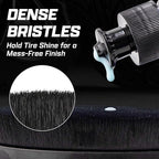 Brug's Pro Tire Shine Applicator Brush, 4 Inch Wide Head, Soft Bristles with Stand