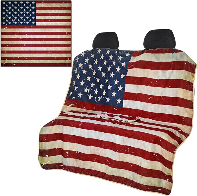 Car Seat Cover Towel Non Slip Back Seat Car Seat Towel Performance Microfiber Athletic Running Towel Washable Seat Cover for Gym Workout Sweat Outdoor Sport Beach Hiking Yoga (American Flag)