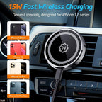 WixGear 15W Wireless Magnetic Car Charger, Air Vent & Dashboard Mount for iPhone 13/13 Pro/12/X Thru Mini with Auto Alignment
