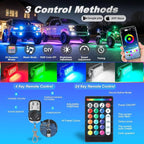 10Pods Full Angle RGB LED Rock Lights Full Kit for Jeep Truck ATV UTV SXS RZR Golf Cart Offroad Pickup,300Chip Waterproof Multicolor Underglow Light with APP/RF Remote, Neon Underbody Accent Light 12V