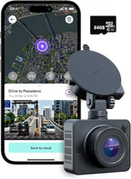 Nexar Beam GPS Dash Cam - 1 Year Nexar App Subscription Included - Unlimited Cloud Storage, Drive Recordings, Parking Mode, Night Vision, All Inside the Nexar App - WiFi HD Front Dash Cam (64 GB SD)