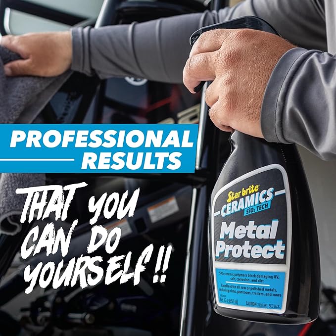 STAR BRITE Ceramics Metal Protect - SiO2 Polymer Protection - Durable Barrier Against Corrosion, Pitting, Salt Damage for Pontoons, Trailers, Towers 22 oz Spray (203322)