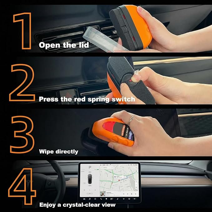 Car Screen Cleaner with Built-in Sponge | Effortlessly Removes Fingerprints, Dust and Make-up Stains | Anti Static Formula Safely Works on TV, Laptop, Computer Monitor, Phone, Dashboard & Console
