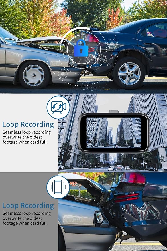 Milerong Dash Cam Front and Rear with Night Vision, Mini 1080P FHD Dash Camera for Cars, G-Sensor, Loop Recording, Parking Monitor, Motion Detection,WDR