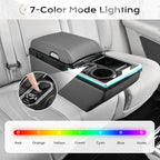 Coverado Center Console, Universal Bench Seat Center Console with Wireless Charging & Cup Holder & 7 Light Modes, Truck Back Seat Car Organizer, Rear Central Car Armrest Box with Storage, Gray