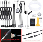 8 m Optic Fiber Car Ambient Lighting Kit RF Remote Control 64 Colors Multicoloured Music Interior Footwell Lighting Kit 12V 1W