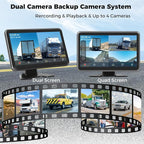 Truck RV Camera System with CarPlay & Android Auto,10'' Touch Screen Monitor with Recording & Voice Control & Navigation, 2 HD1080P Wired Rearview Backup Camera for Semi Trucks, RVs, Trailers