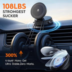 Magnetic Car Phone Holder for MagSafe, 15W Wireless Charging, 360° Adjustable Dashboard Mount, Compatible with iPhone 12-17 & Android (Black)