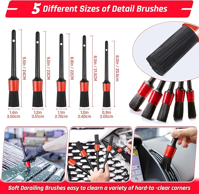 Fortuning's JDS 39PCS Car Wash Cleaning Kit, Auto Detailing Kit, Car Detailing Kit Interior Cleaner, Car Wash Kit with Bucket Detailing Brush Set Car Accessories for Motorcycle, Cars, Bikes, Wheels