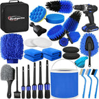 Qydipclin 29Pcs Car Detailing Kit, Car Detailing Brush Set, Car Wash Cleaning Kit, Car Detailing Brushes, Professional Car Care Kit for Interior Exterior Wheels, Blue
