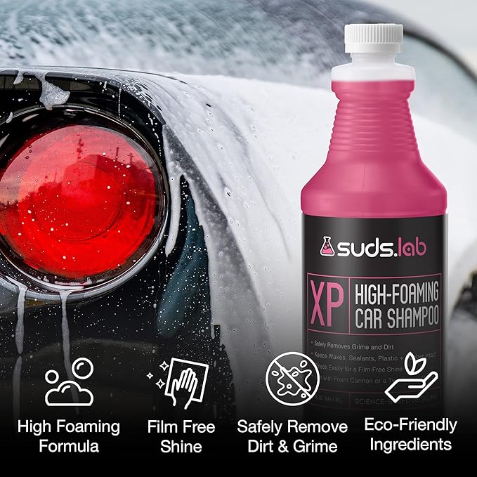 Suds Lab XP High Foaming Exterior Car Wash Shampoo, Effectively Removes Dirt and Grime, Use with Foam Cannon or Bucket Wash, 32 oz