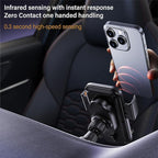 15W Wireless Car Charger & Auto Rotating Car Phone Holder MagSafe Compatible with LED Lights, Gesture Control Clamping, Auto Arm Opening, Built-In Battery, Dual Mount Options for Vent or Dashboard