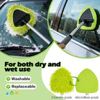 8PCS Windshield Cleaner Tool, Car Windshield Cleaner Tool with Extendable Handle 180° Rotation,Car Window Cleaner with 4 Reusable Microfiber Pads+100ml Spray Bottle+1 Detailing Brush