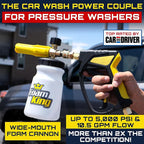 Clean Car USA Foam Cannon Pressure Washer Gun, Stubby Foam Sprayer for Car Wash, Power Washer Swivel for Pressure Washers - Incl. Wash Mitt & Microfiber Towel, Ultimate Detailing Kit for Deep Cleaning