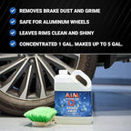 AIM Chemicals Brake Away Non-Acid Wheel & Tire Cleaner - Heavy Duty Degreaser & Engine Cleaner - Removes Brake Dust, Grease, Grime, Aluminum Brighteners - Ideal for Cars, Boats, RVs & Equipment, 5 Gal