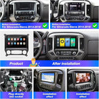 for Silverado Sierra Radio Compatible with Wireless Carplay Android Auto,Car Stereo Bluetooth Navigation GPS WiFi FM AM Multimedia Player Camera Touchscreen 8core Head Unit (2014-2018)