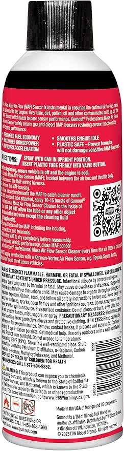 Gumout 540041 Professional Formula Mass Air Flow Sensor Cleaner Spray, 11 oz – Safely Cleans Delicate MAF Sensors to Improve Engine Performance, Restore Power, Reduce Hesitation and Boost Fuel Economy