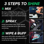 Waterless Car Wash Concentrate - Makes 16 Gallons of Waterless Wash & Spray Wax Car Cleaner - Car Wash Solution for Exterior & Interior Car Cleaning - Spray And Wash For Fast Car Detailing