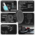 Tackform All Metal Dash Mount Magnetic Phone Holder - Compatible with MagSafe, 2024-2025 Jeep Wrangler JL, 4xe, & Gladiator JT | Carbon Fiber Arm | Compatible with iPhone, Galaxy, More | Black