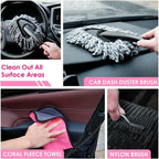 Viewsun Windshield Cleaner Tool, 17Pcs Pink Car Interior Cleaning Kit, Detailing Kit Cleaner, Detailing Brush, Cleaning Gel, Inside Cleaning Supplies Accessories for Women Girl Gift