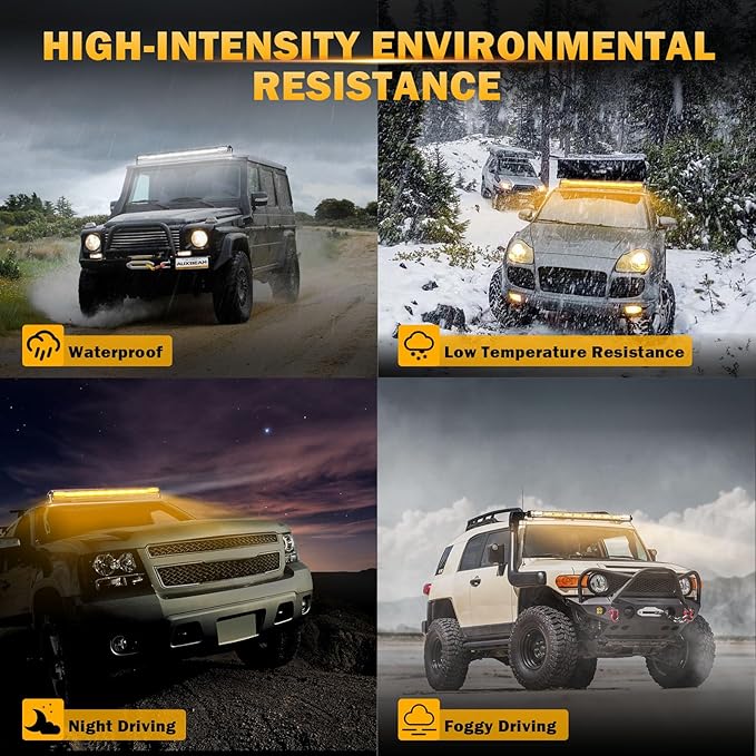 Auxbeam LED Led Light Bar 42 Inch 240W Straight Spot Flood Combo Led Off Road Lights, Amber White Strobe Offroad Fog Light Memory Function Yellow Driving Work Lights for Truck with DT Wiring Hardness