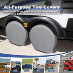Explore Land Tire Covers 4 Pack - Tough Wheel Protector for Truck, SUV, Trailer, Camper, RV Universal Fits Tire Diameters 32-34.75 inches, Charcoal